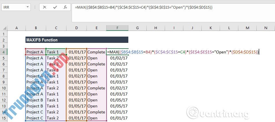 Cách&nbsp;sử&nbsp;dụng&nbsp;hàm MAXIFS&nbsp;trong&nbsp;Excel&nbsp;2016
