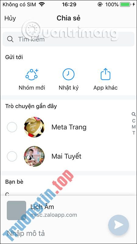 Cách&nbsp;xem&nbsp;lịch&nbsp;âm&nbsp;trên&nbsp;Zalo