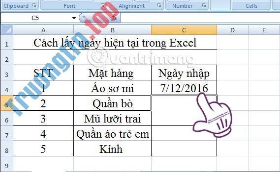Hướng&nbsp;dẫn&nbsp;cách&nbsp;chèn&nbsp;ngày&nbsp;hiện&nbsp;tại&nbsp;trong&nbsp;Excel