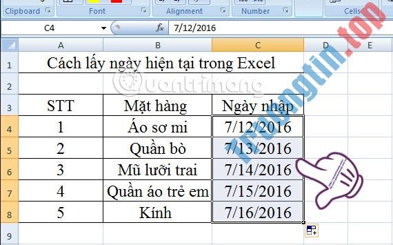 Hướng dẫn cách chèn ngày hiện tại trong Excel