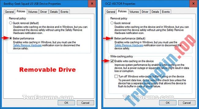 Cách bật/tắt Disk Write Caching trong Windows 10 2 Cách bật/tắt Disk Write Caching trong Windows 10