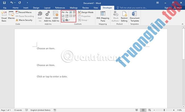 Tạo&nbsp;biểu&nbsp;mẫu&nbsp;có&nbsp;thể&nbsp;điền&nbsp;trong&nbsp;Word