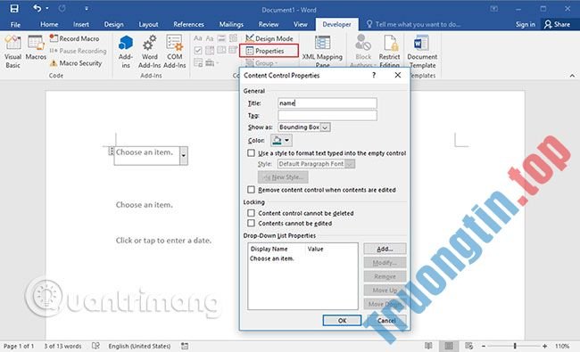 Tạo&nbsp;biểu&nbsp;mẫu&nbsp;có&nbsp;thể&nbsp;điền&nbsp;trong&nbsp;Word