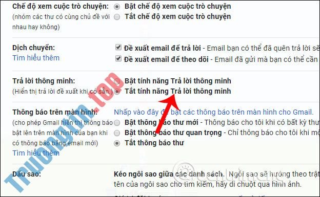 Cách bật, tắt trả lời thông minh trên Gmail