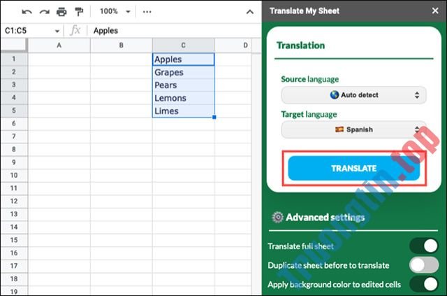 Cách&nbsp;dịch&nbsp;ngôn&nbsp;ngữ&nbsp;trên&nbsp;bảng&nbsp;tính&nbsp;Google&nbsp;Sheets