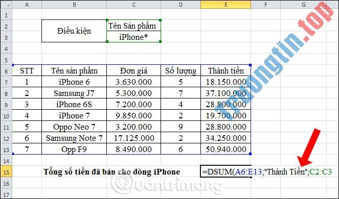 Cách&nbsp;dùng&nbsp;hàm&nbsp;DSUM&nbsp;để&nbsp;tính&nbsp;tổng&nbsp;với&nbsp;điều&nbsp;kiện&nbsp;phức&nbsp;tạp&nbsp;trong&nbsp;Excel