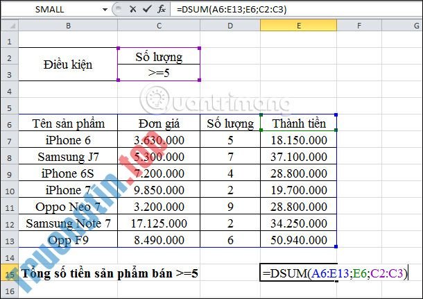 Cách&nbsp;dùng&nbsp;hàm&nbsp;DSUM&nbsp;để&nbsp;tính&nbsp;tổng&nbsp;với&nbsp;điều&nbsp;kiện&nbsp;phức&nbsp;tạp&nbsp;trong&nbsp;Excel
