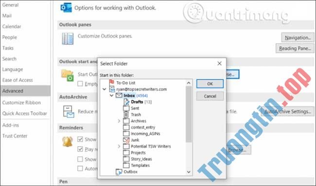Cách&nbsp;thiết&nbsp;lập&nbsp;Outlook&nbsp;mở&nbsp;một&nbsp;tài&nbsp;khoản&nbsp;mặc&nbsp;định&nbsp;cụ&nbsp;thể