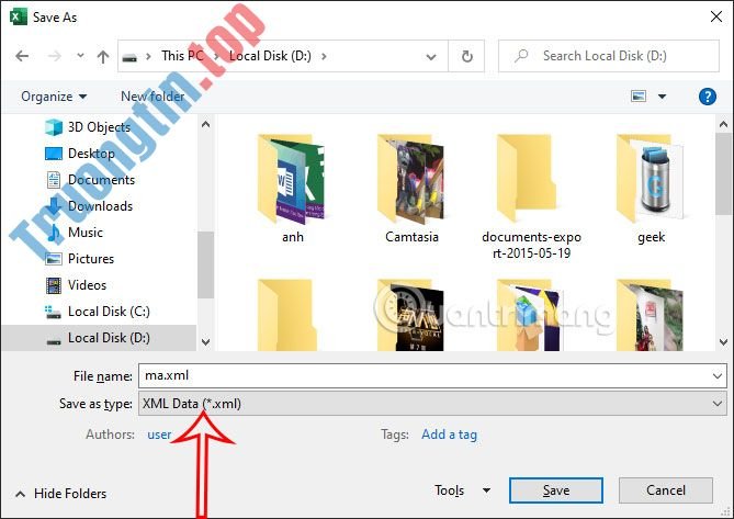 Cách&nbsp;chuyển&nbsp;Excel&nbsp;thành&nbsp;XML