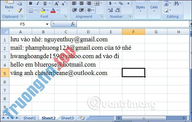 Cách&nbsp;tách&nbsp;email&nbsp;khỏi&nbsp;thông&nbsp;tin&nbsp;trên&nbsp;Excel
