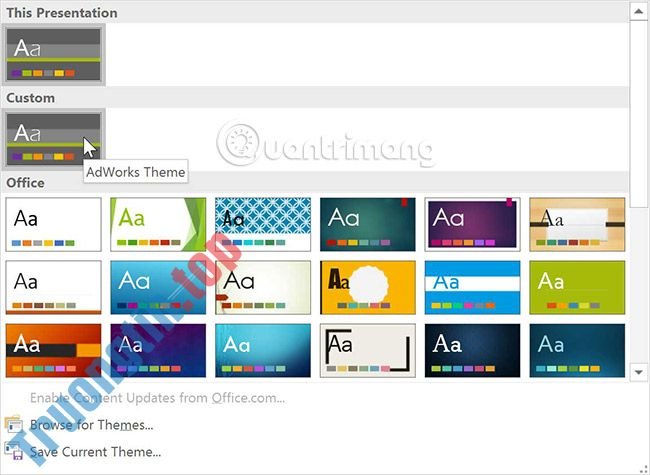 Cách&nbsp;thay&nbsp;đổi&nbsp;theme&nbsp;trong&nbsp;PowerPoint&nbsp;2016