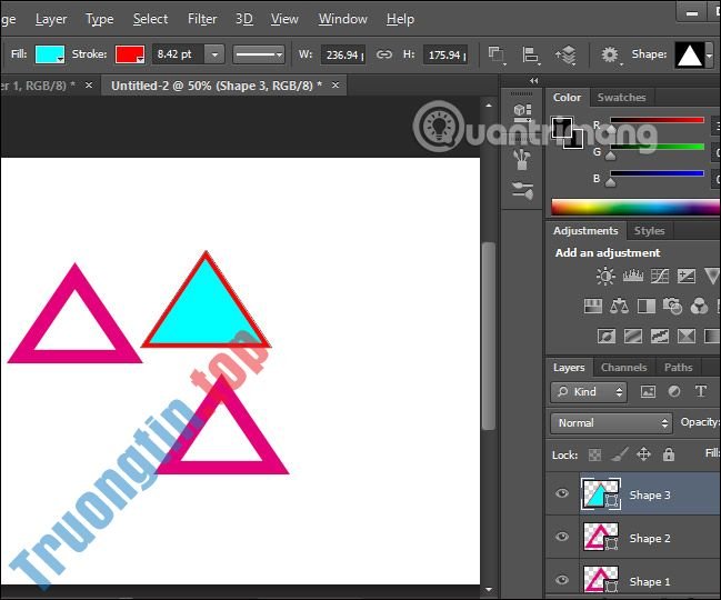 Cách&nbsp;vẽ&nbsp;hình&nbsp;tam&nbsp;giác&nbsp;trong&nbsp;Photoshop