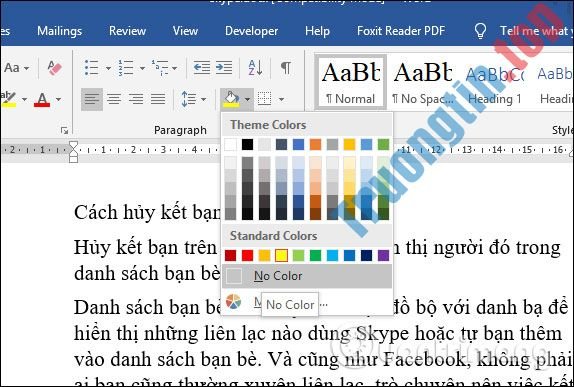 Cách&nbsp;xóa&nbsp;màu&nbsp;nền&nbsp;văn&nbsp;bản&nbsp;Word
