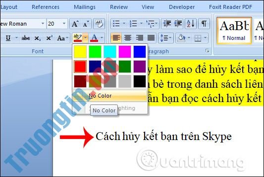 Cách&nbsp;xóa&nbsp;màu&nbsp;nền&nbsp;văn&nbsp;bản&nbsp;Word