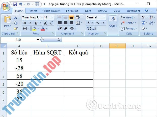 Hàm căn bậc 2 trong Excel: Công thức và cách sử dụng