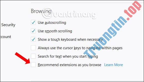 Cách tắt gợi ý tiện ích trên Firefox