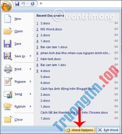 Cách&nbsp;xóa&nbsp;danh&nbsp;sách&nbsp;file&nbsp;vừa&nbsp;mở&nbsp;trong&nbsp;Word&nbsp;2007