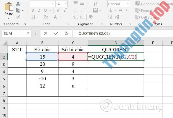 Hàm&nbsp;chia&nbsp;trong&nbsp;Excel:&nbsp;hàm&nbsp;MOD&nbsp;(lấy&nbsp;phần&nbsp;dư)&nbsp;và&nbsp;hàm&nbsp;QUOTIENT&nbsp;(lấy&nbsp;phần&nbsp;nguyên)