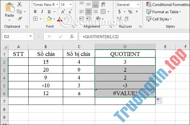 Hàm&nbsp;chia&nbsp;trong&nbsp;Excel:&nbsp;hàm&nbsp;MOD&nbsp;(lấy&nbsp;phần&nbsp;dư)&nbsp;và&nbsp;hàm&nbsp;QUOTIENT&nbsp;(lấy&nbsp;phần&nbsp;nguyên)