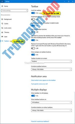 Cách khóa/mở khóa Taskbar trong Windows 10