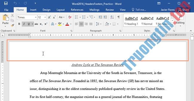 Word 2019 (Phần 15): Header và Footer 1 Word 2019 (Phần 15): Header và Footer