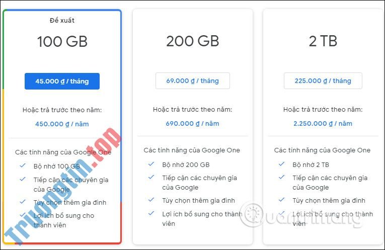 Cách&nbsp;mua&nbsp;thêm&nbsp;dung&nbsp;lượng&nbsp;Google&nbsp;Drive