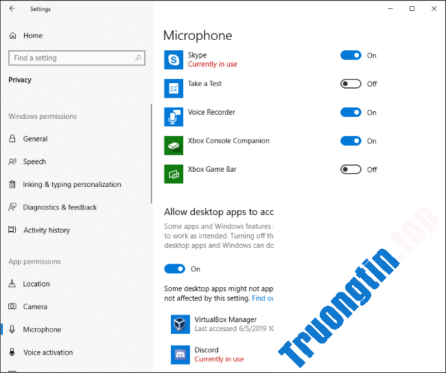 Cách&nbsp;xem&nbsp;ứng&nbsp;dụng&nbsp;sử&nbsp;dụng&nbsp;microphone&nbsp;trên&nbsp;Windows&nbsp;10