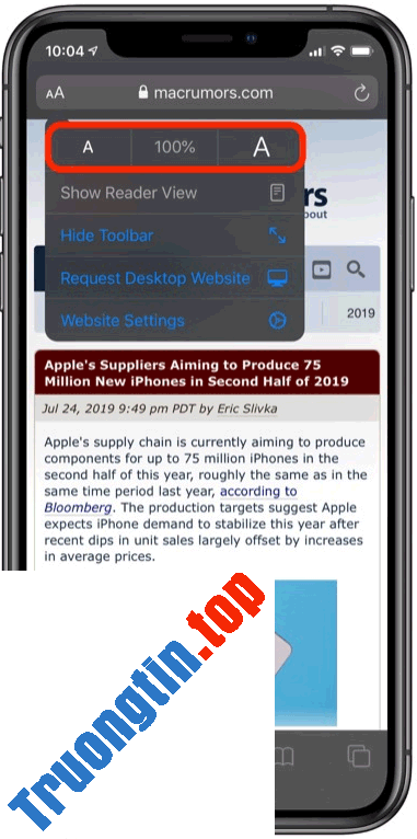 Cách&nbsp;thay&nbsp;đổi&nbsp;kích&nbsp;cỡ&nbsp;chữ&nbsp;trong&nbsp;Safari&nbsp;trên&nbsp;iPhone