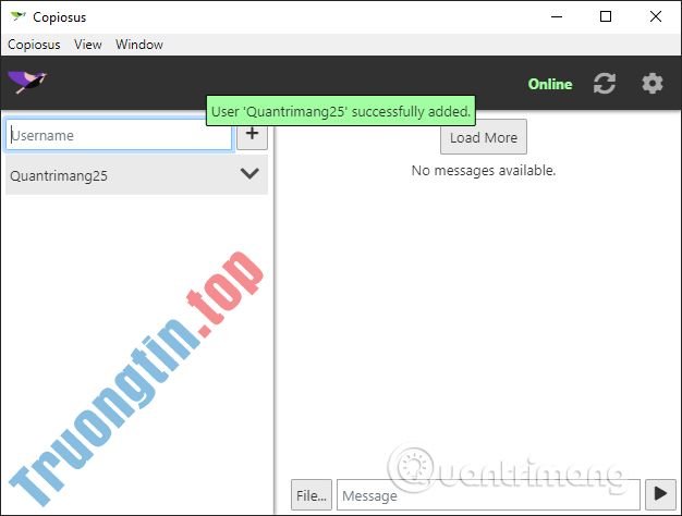 Cách&nbsp;dùng&nbsp;Copiosus&nbsp;P2P&nbsp;chat&nbsp;bảo&nbsp;mật&nbsp;trên&nbsp;Windows&nbsp;10
