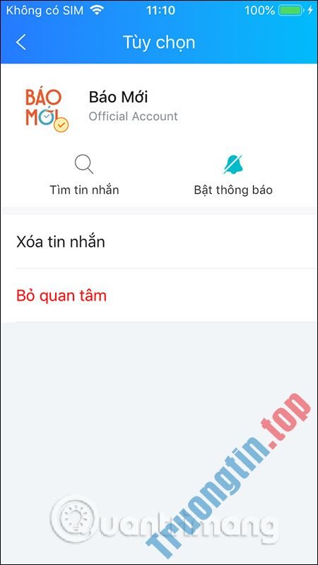 Cách&nbsp;tắt&nbsp;thông&nbsp;báo&nbsp;Zalo&nbsp;Official&nbsp;Account