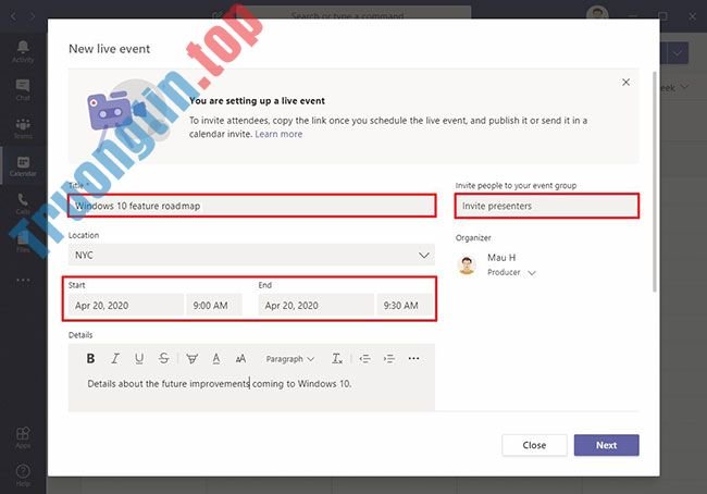 Cách&nbsp;tạo&nbsp;sự&nbsp;kiện&nbsp;trực&nbsp;tiếp&nbsp;trên&nbsp;Microsoft&nbsp;Teams