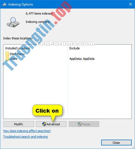 Cách&nbsp;thay&nbsp;đổi&nbsp;vị&nbsp;trí&nbsp;lưu&nbsp;trữ&nbsp;của&nbsp;Search&nbsp;Index&nbsp;trong&nbsp;Windows&nbsp;10