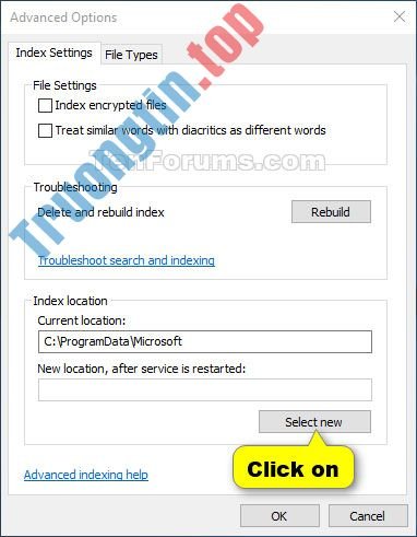 Cách&nbsp;thay&nbsp;đổi&nbsp;vị&nbsp;trí&nbsp;lưu&nbsp;trữ&nbsp;của&nbsp;Search&nbsp;Index&nbsp;trong&nbsp;Windows&nbsp;10