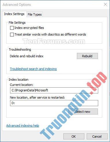 Cách&nbsp;thay&nbsp;đổi&nbsp;vị&nbsp;trí&nbsp;lưu&nbsp;trữ&nbsp;của&nbsp;Search&nbsp;Index&nbsp;trong&nbsp;Windows&nbsp;10