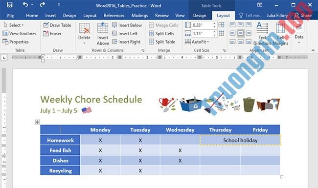 Word&nbsp;2019&nbsp;(Phần&nbsp;22):&nbsp;Bảng