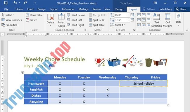 Word 2019 (Phần 22): Bảng