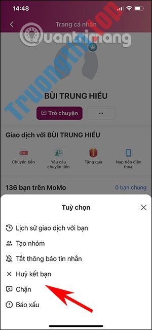 Cách&nbsp;hủy&nbsp;kết&nbsp;bạn&nbsp;trên&nbsp;MoMo