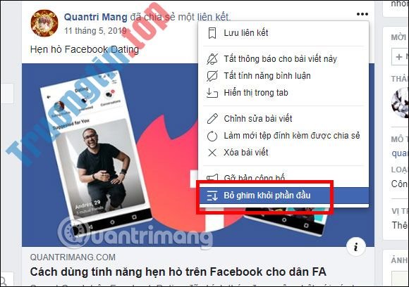 Cách ghim bài viết Fanpage, group Facebook