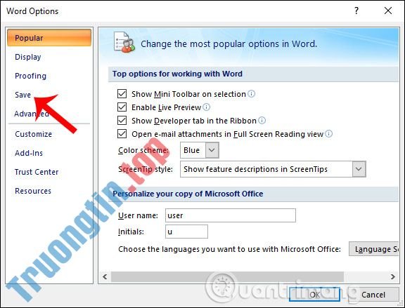 Cách&nbsp;đổi&nbsp;thư&nbsp;mục&nbsp;lưu&nbsp;file&nbsp;Word&nbsp;mặc&nbsp;định