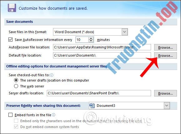 Cách&nbsp;đổi&nbsp;thư&nbsp;mục&nbsp;lưu&nbsp;file&nbsp;Word&nbsp;mặc&nbsp;định