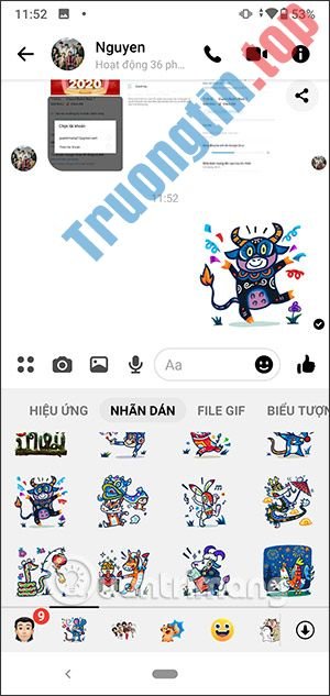 Cách gửi sticker mừng năm mới 2021 trên Messenger