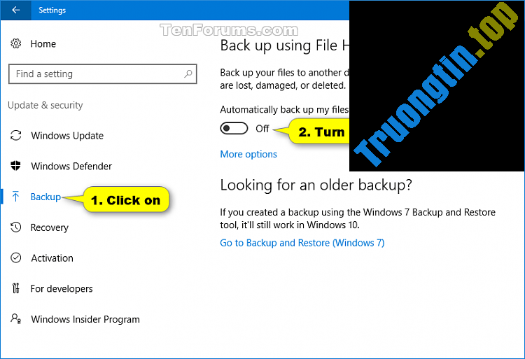 Cách&nbsp;bật&nbsp;hoặc&nbsp;tắt&nbsp;tính&nbsp;năng&nbsp;File&nbsp;History&nbsp;trong&nbsp;Windows&nbsp;10