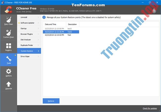 Cách xóa điểm khôi phục hệ thống trong Windows 10 6 Cách xóa điểm khôi phục hệ thống trong Windows 10