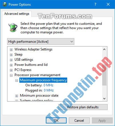 Cách&nbsp;thay&nbsp;đổi&nbsp;cài&nbsp;đặt&nbsp;Maximum&nbsp;processor&nbsp;frequency&nbsp;trong&nbsp;Windows&nbsp;10