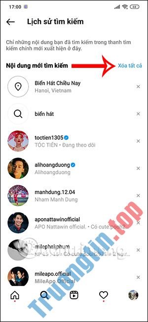 Hướng&nbsp;dẫn&nbsp;xóa&nbsp;lịch&nbsp;sử&nbsp;tìm&nbsp;kiếm&nbsp;Instagram