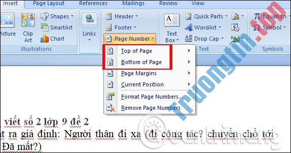 Cách đánh số trang trong Word 2007 2 Cách đánh số trang trong Word 2007