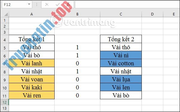 Cách&nbsp;so&nbsp;sánh&nbsp;dữ&nbsp;liệu&nbsp;trên&nbsp;2&nbsp;cột&nbsp;Excel