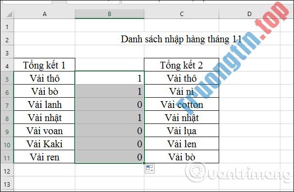 Cách&nbsp;so&nbsp;sánh&nbsp;dữ&nbsp;liệu&nbsp;trên&nbsp;2&nbsp;cột&nbsp;Excel