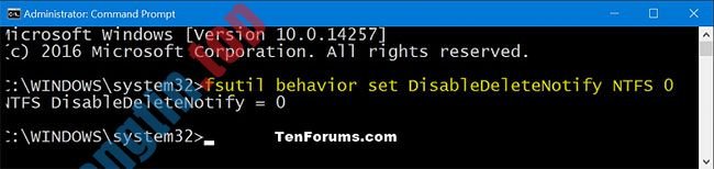 Cách&nbsp;bật/tắt&nbsp;hỗ&nbsp;trợ&nbsp;TRIM&nbsp;cho&nbsp;SSD&nbsp;trong&nbsp;Windows&nbsp;10