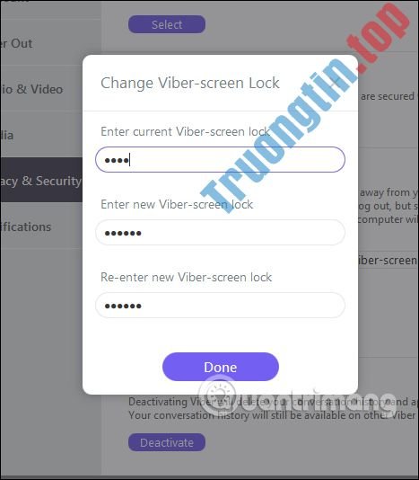 Cách đặt mã khóa Viber trên máy tính